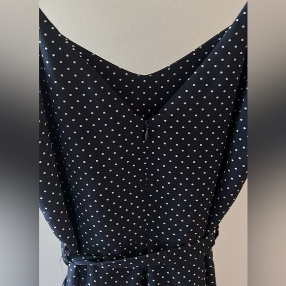 Carolina Belle Polka Dot Cropped Jumpsuit With Pockets Size 4 Dark Navy - Picture 4 of 9